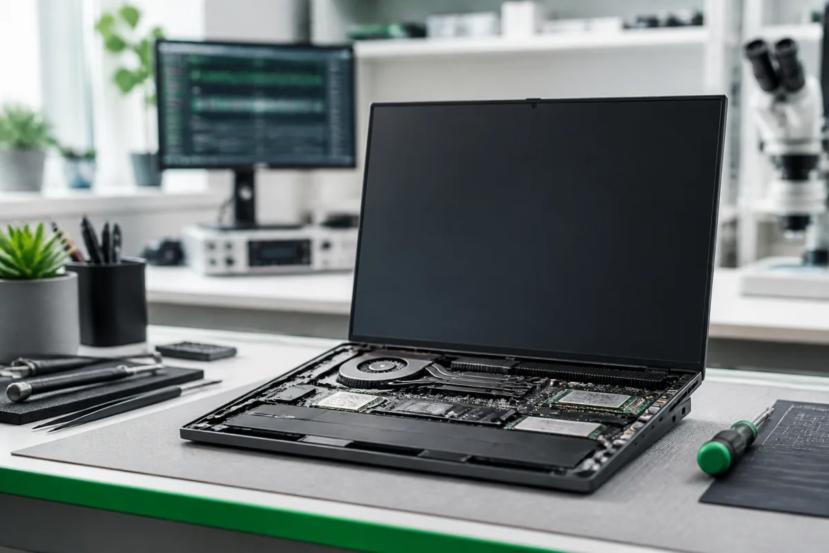 Ноутбук на диагностике в мастерской Notebook Service